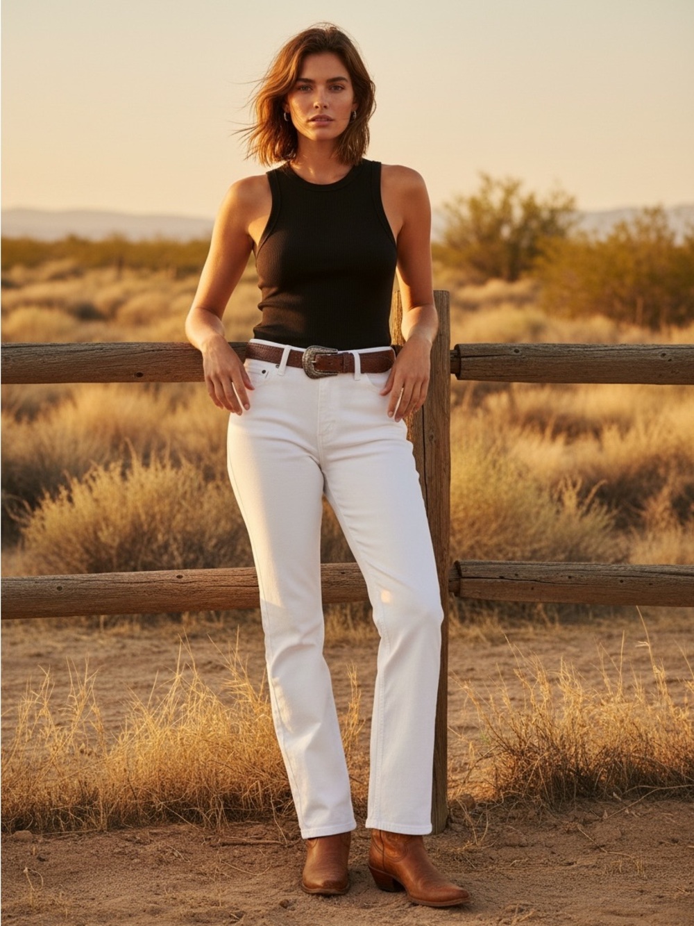 Wrangler Staud The Straight Cut Jean White Cotton Stretch Denim 34 x 32 NWT